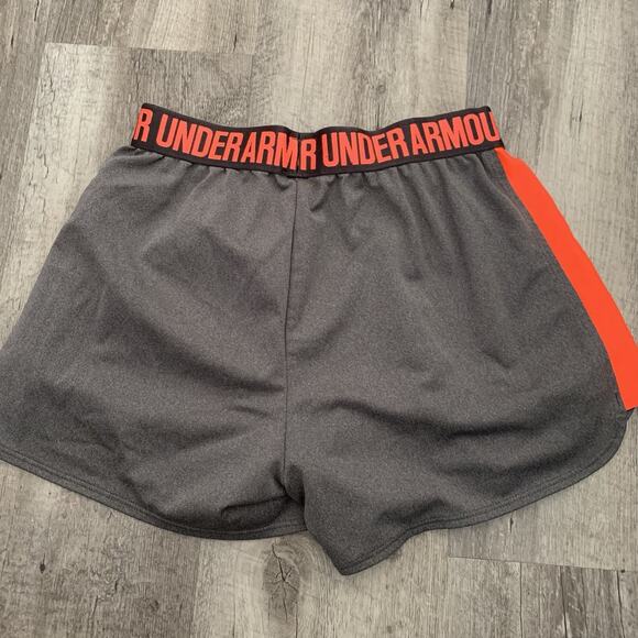 Under Armour Shorts Womens Small Neon Loose Heatgear Spell Out Pockets Running - Picture 3 of 6